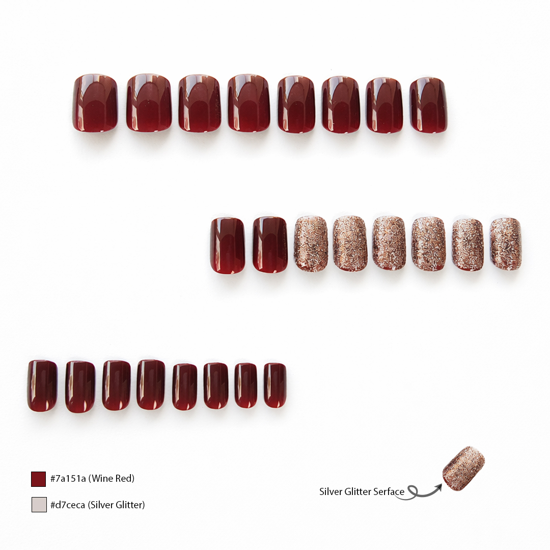 PRESS ON NAILS SQUARE GRAND MERLOT