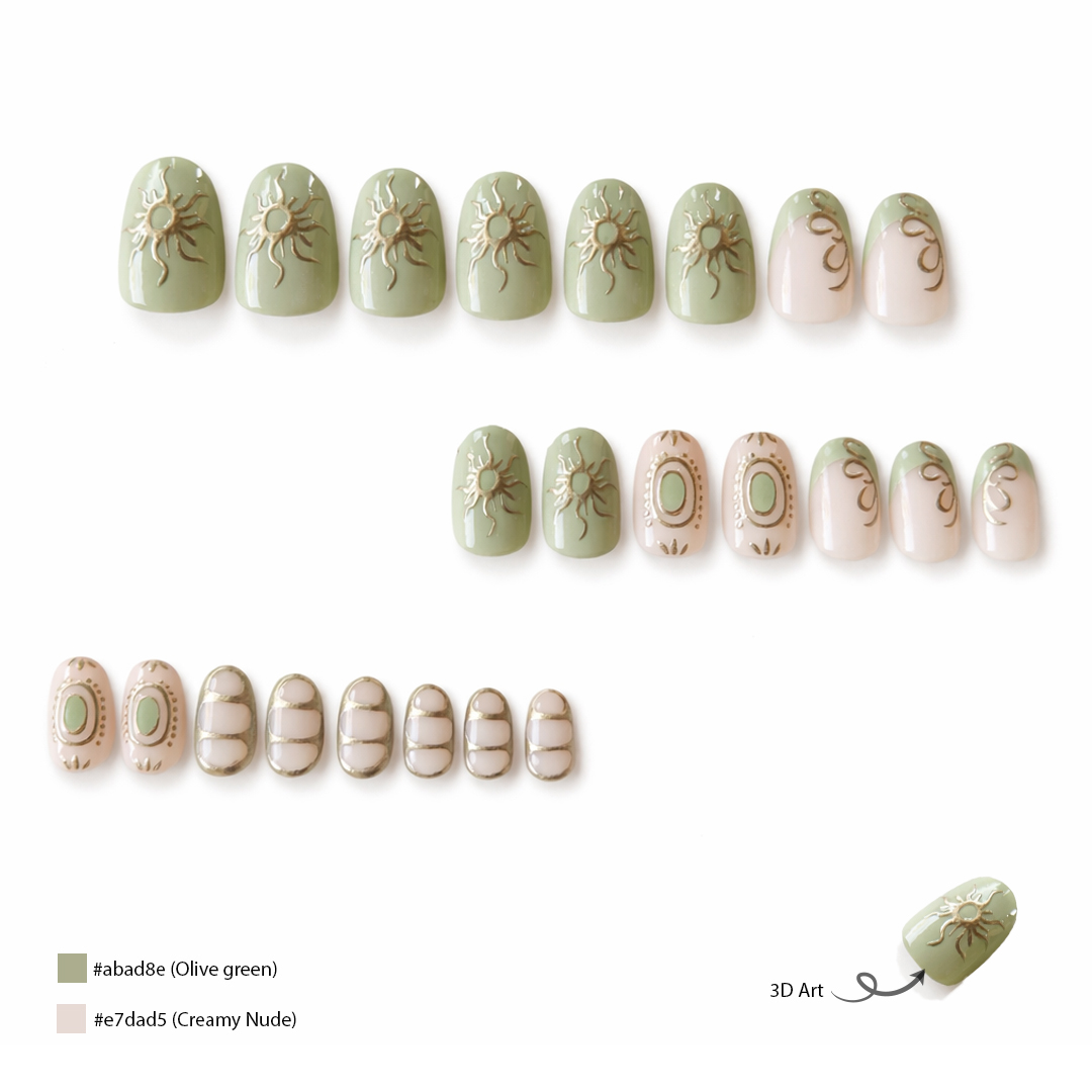 PRESS ON NAILS OVAL MYSTIC SAGE MUSE