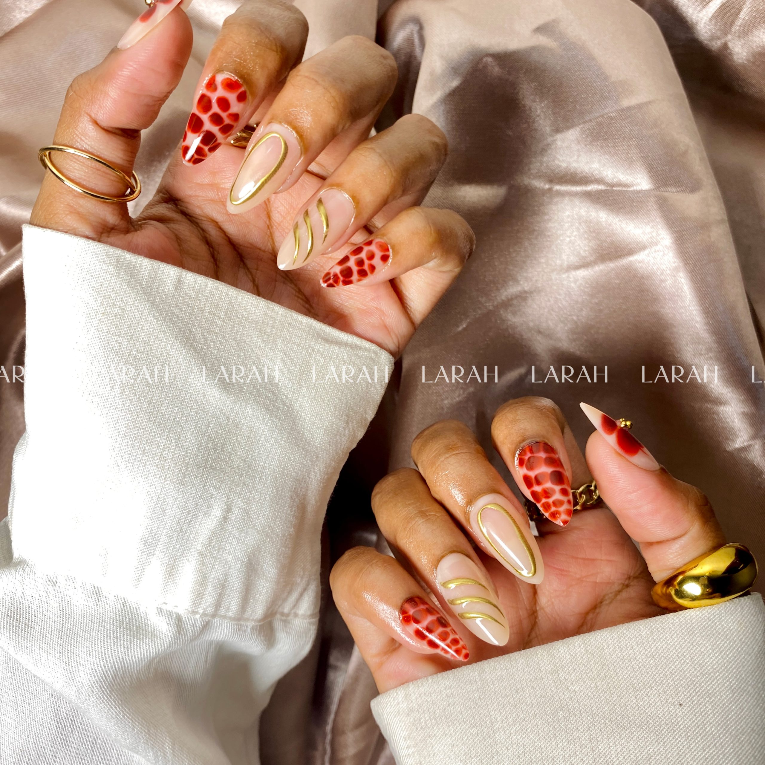 PRESS ON NAILS ALMOND MOLTEN ROUGH CONTOUR - Image 3